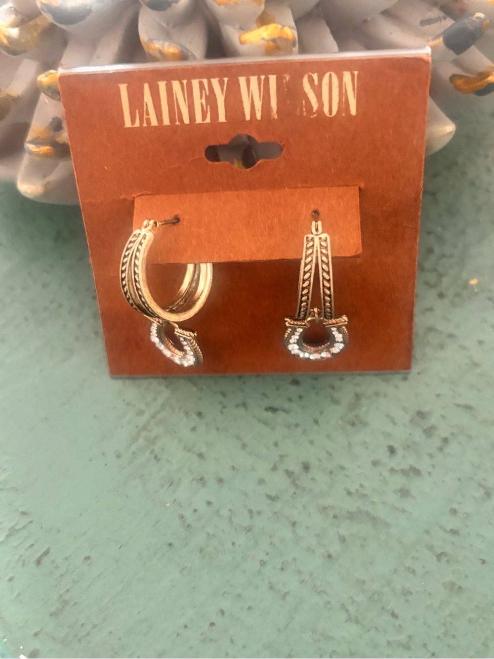 Lainey Wilson Gold-Tone Hoop and Drop Earrings with Rhinestone Accents